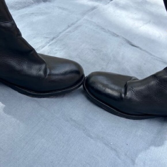 Black PRADA Thigh-High Over the Knee Leather Flat Boots - Picture 4 of 10